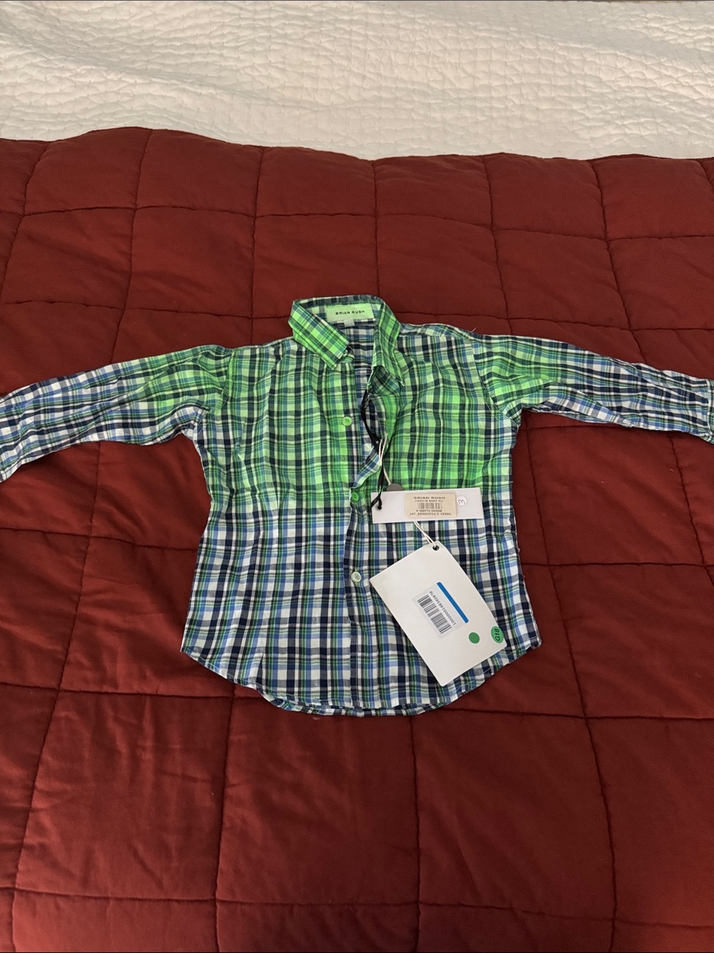 Boys Green & Blue Plaid Button-Down Shirt